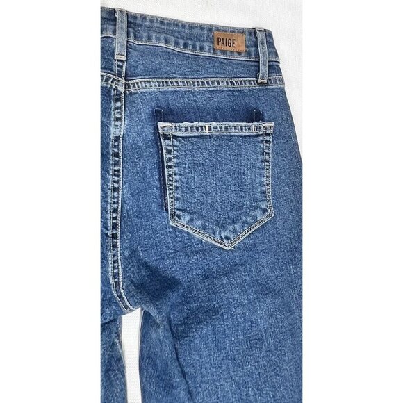 PAIGE Taylor Straight Lyla Jeans Womens Size 25 High Rise Raw Hem Color Block - Picture 8 of 12